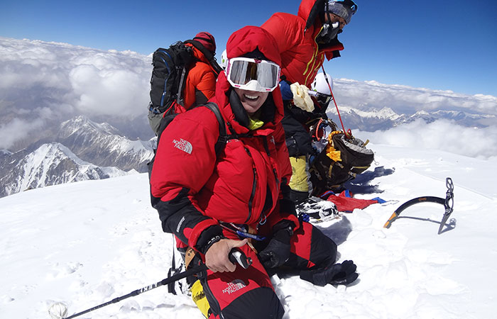 Tamara Lunger in cima al K2 nel 2014