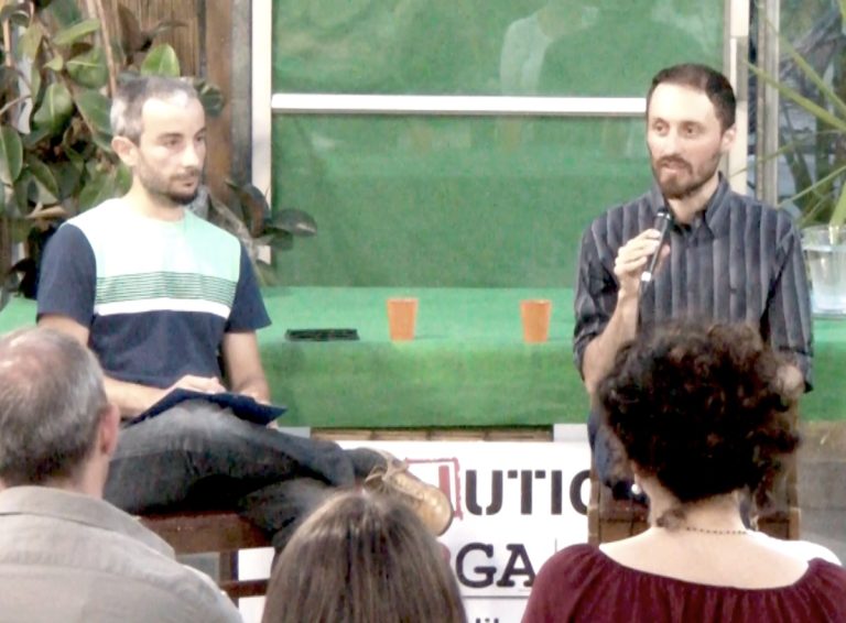 Davide Tonna e Riccardo Telesca a una conferenza nel 2018
